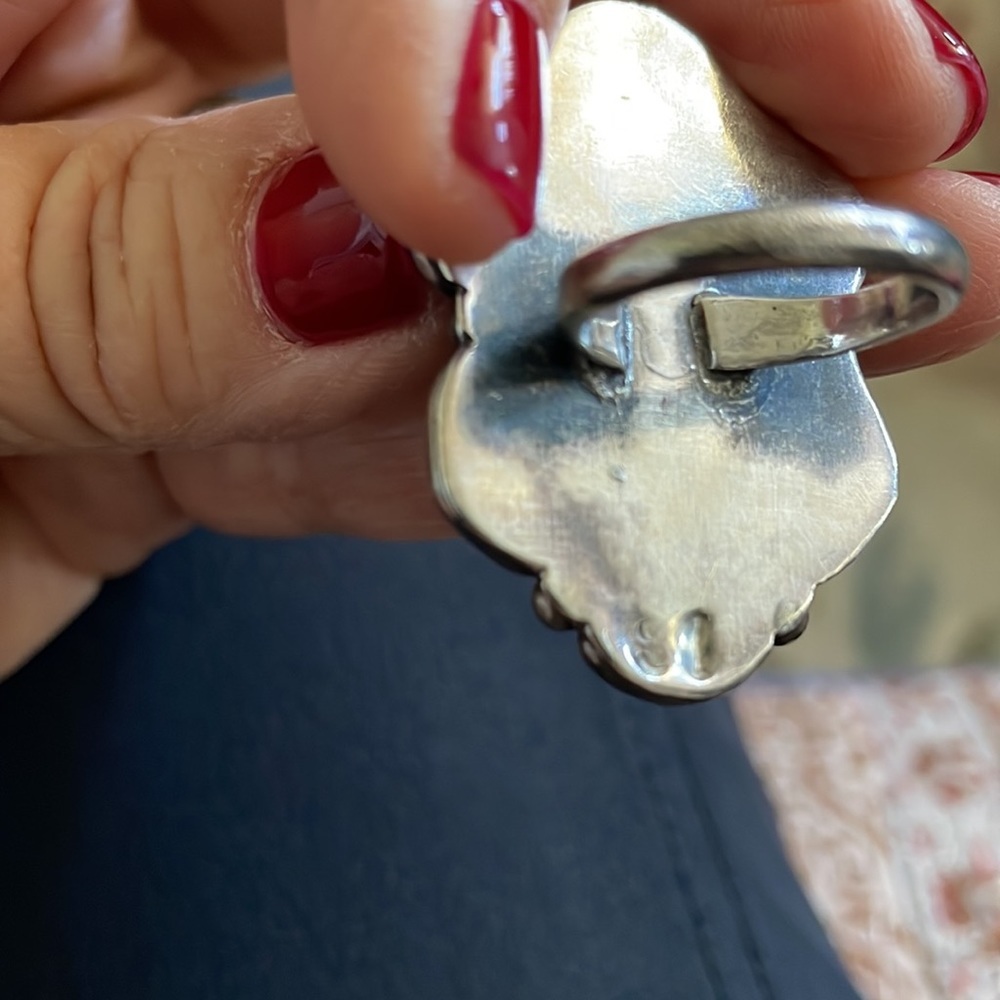 Vintage silver & turquoise Native American ring - Picture 4 of 6